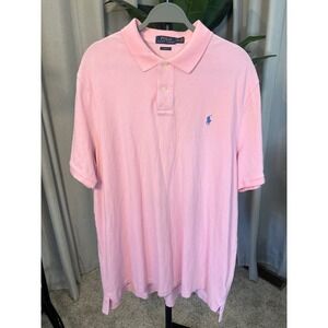 Polo Ralph Lauren Mens XXL Classic Fit Pink Short Sleeve Polo Shirt Blue Pony